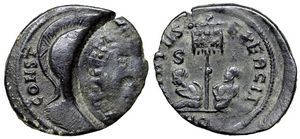 Constantine I partial reverse brockage VIRTVS
                      EXERCIT Aquileia