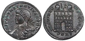 Constantius
                    II PROVIDENTIAE CAESS campgate from Trier