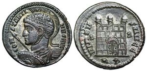 Constantine I VIRTVS
                      AVGG campgate Rome 178