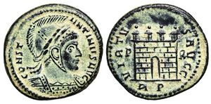 Constantine I VIRTVS
                      AVGG campgate Rome 185