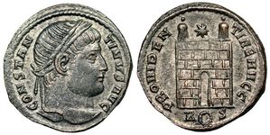 Constantine I PROVIDENTIAE AVGG campgate
                        Rome 287