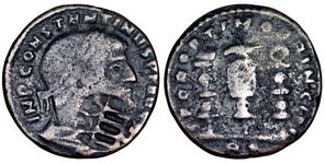 Constantine I SPQR OPTIMO PRINCIPI Rome
                          348 counter marked 4 maravedis