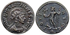 Diocletian IOVI AVGG RIC V Lyons 28 radiate
                        helmeted and cuirassed