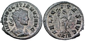 Diocletian
                        FELICITAS AVG Rome 157