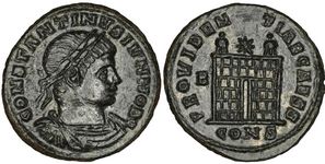 Constantine II PROVIDENTIAE CAESS camp gate
                      from Constantinople 9
