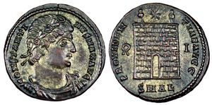 Constantine I PROVIDENTIAE AVGG camp gate
                        from Alexandria 50