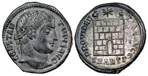 Constantine I PROVIDENTIAE AVGG camp gate
                      from Antioch 63