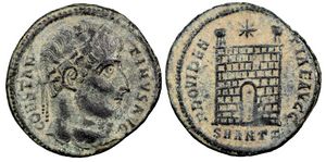 Constantine I PROVIDENTIAE AVGG camp gate
                      from Antioch 71
