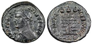 Constantine I PROVIDENTIAE AVGG camp gate
                      from Heraclea 28