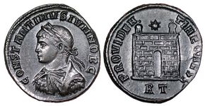 Constantine II PROVIDENTIAE CAESS camp gate
                        Rome 267