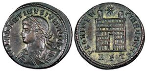 Constantine II PROVIDENTIAE CAESS camp
                          gate Rome 325
