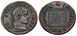 Constantine II PROVIDENTIAE CAESS camp gate
                      Siscia 216