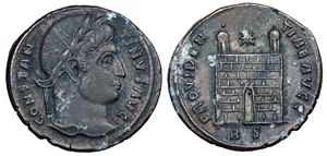 Constantine I PROVIDENTIAE AVGG camp gate
                        from Rome