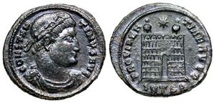 Constantine I PROVIDENTIAE AVGG camp gate
                      from Thessalonica 154