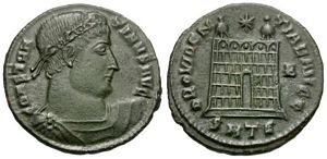 Constantine I PROVIDENTIAE AVGG camp gate
                      from Thessalonica 169