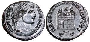 Constantine I DN CONSTANTINI MAX AVG Ticinum
                      198