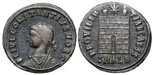 Constantius II PROVIDENTIAE CAESS campgate
                        Alexandria 37