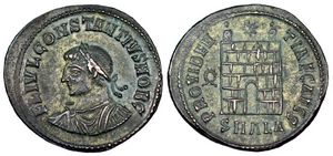 Constantius II PROVIDENTIAE CAESS campgate
                        Alexandria 43