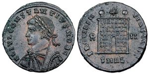 Constantius II PROVIDENTIAE CAESS campgate
                        Alexandria 52