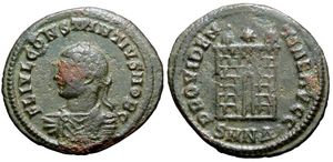 Constantius II PROVIDENTIAE AVGG campgate
                        from Nicomedia mule