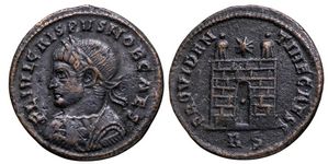 Crispus
                        PROVIDENTIAE CAESS camp gate Rome 266