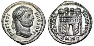 Diocletian VICTORIAE SARMATICAE campgate from
                      Nicomedia