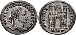 Maximinus
                      II VIRTVS MILITVM campgate from Cyzicus