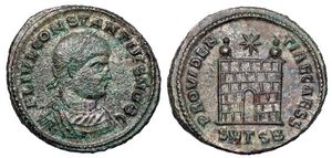 Constantius II
                      PROVIDENTIAE CAESS camp gate from Thessalonica
                      158